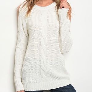 Ivory Cold-Shoulder Sweater